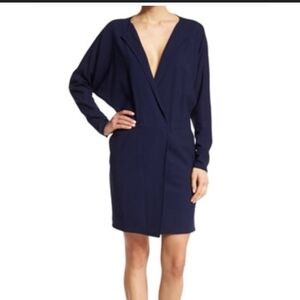 Ralph Lauren Purple Label Elegant Navy Blue Wool Over the Knee Dress Size 12